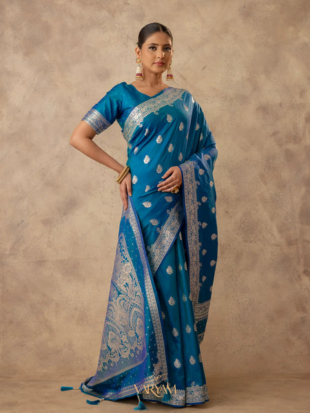 Zari Royale Blue Saree