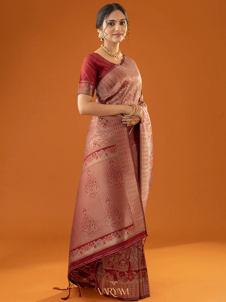 Flora Zari Red Saree