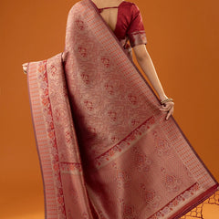 Flora Zari Red Saree