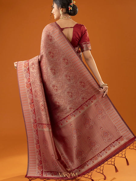 Flora Zari Red Saree