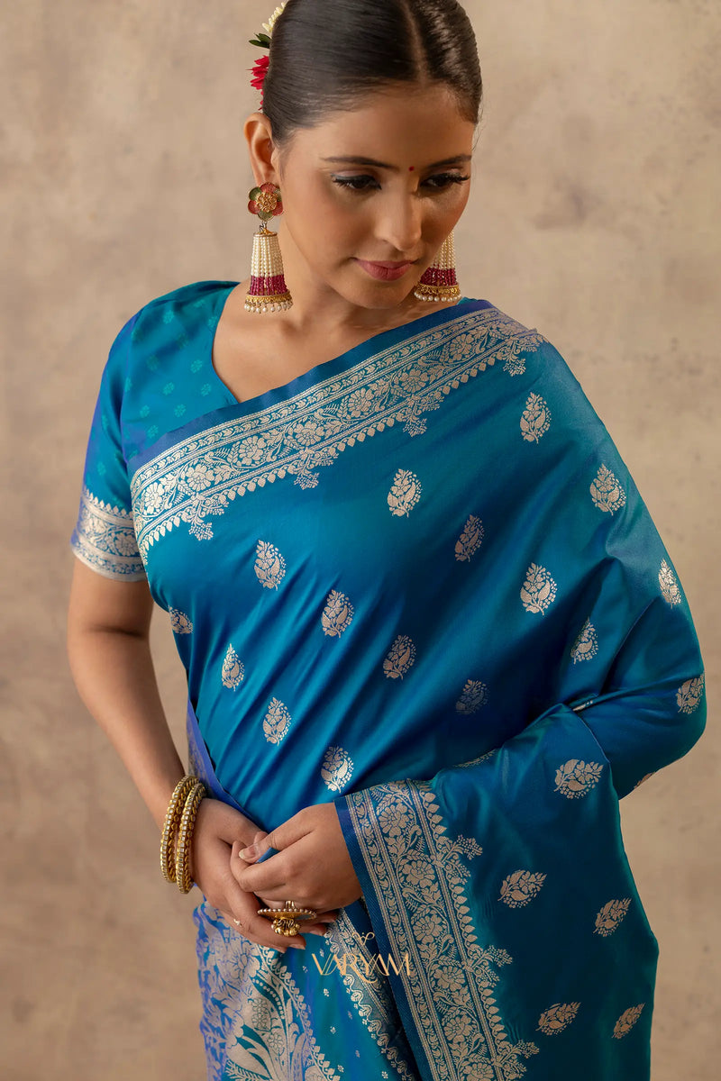 Zari Royale Blue Saree
