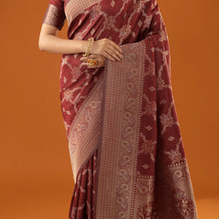 Jamawari Silk Red Saree