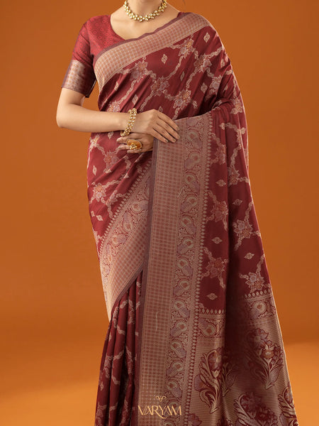 Jamawari Silk Red Saree