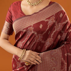 Jamawari Silk Red Saree