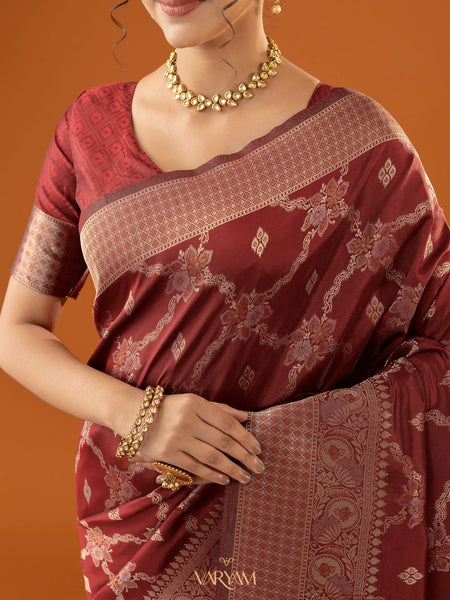Jamawari Silk Red Saree