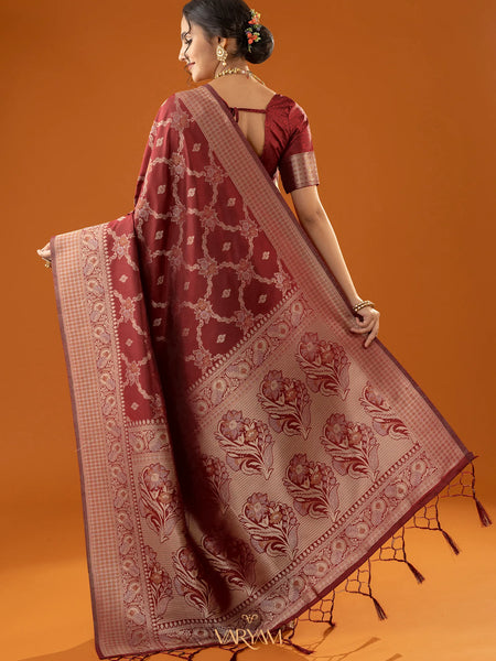 Jamawari Silk Red Saree