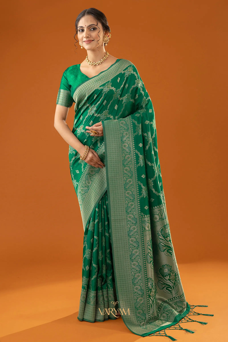 Jamawari Silk Green Saree