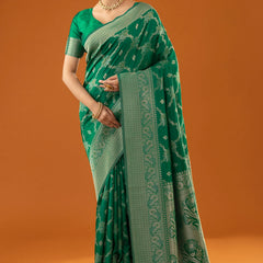 Jamawari Silk Green Saree