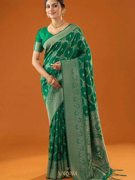 Jamawari Silk Green Saree