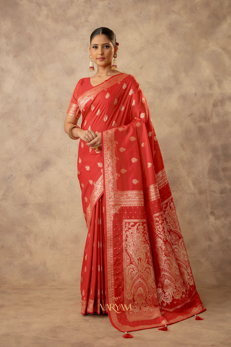 Zari Royale Orange Saree