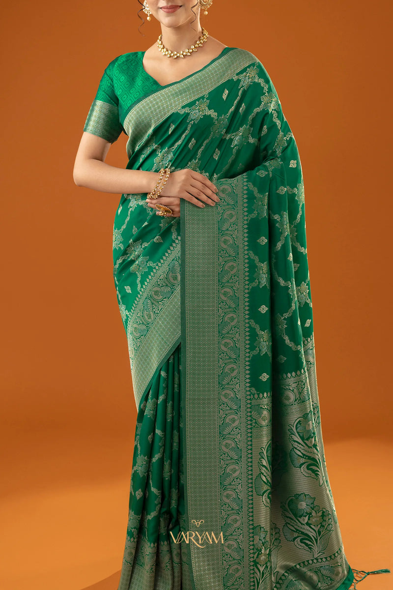 Jamawari Silk Green Saree