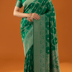 Jamawari Silk Green Saree