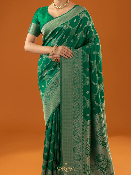 Jamawari Silk Green Saree