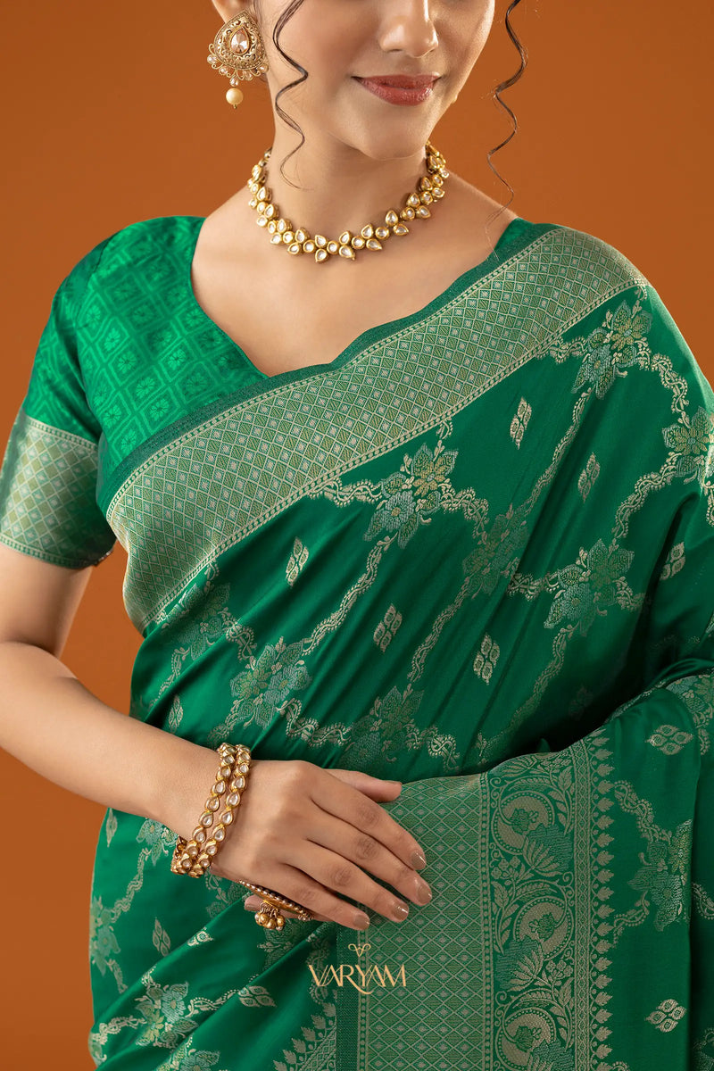 Jamawari Silk Green Saree