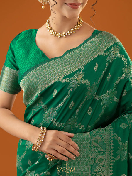 Jamawari Silk Green Saree