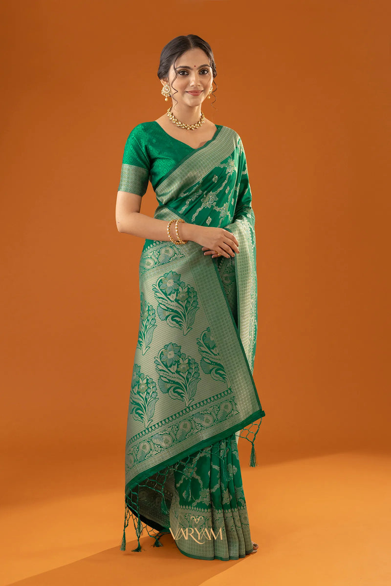 Jamawari Silk Green Saree
