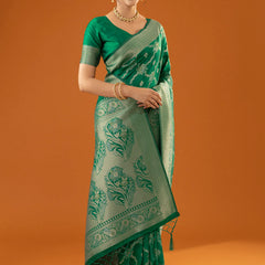 Jamawari Silk Green Saree