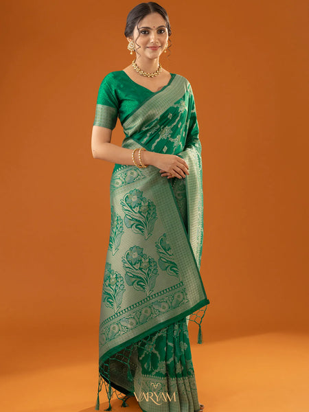 Jamawari Silk Green Saree