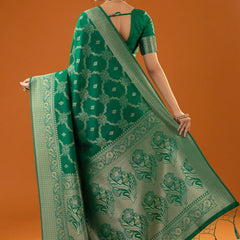 Jamawari Silk Green Saree