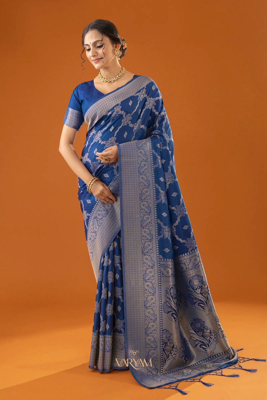 Jamawari Silk Blue Saree