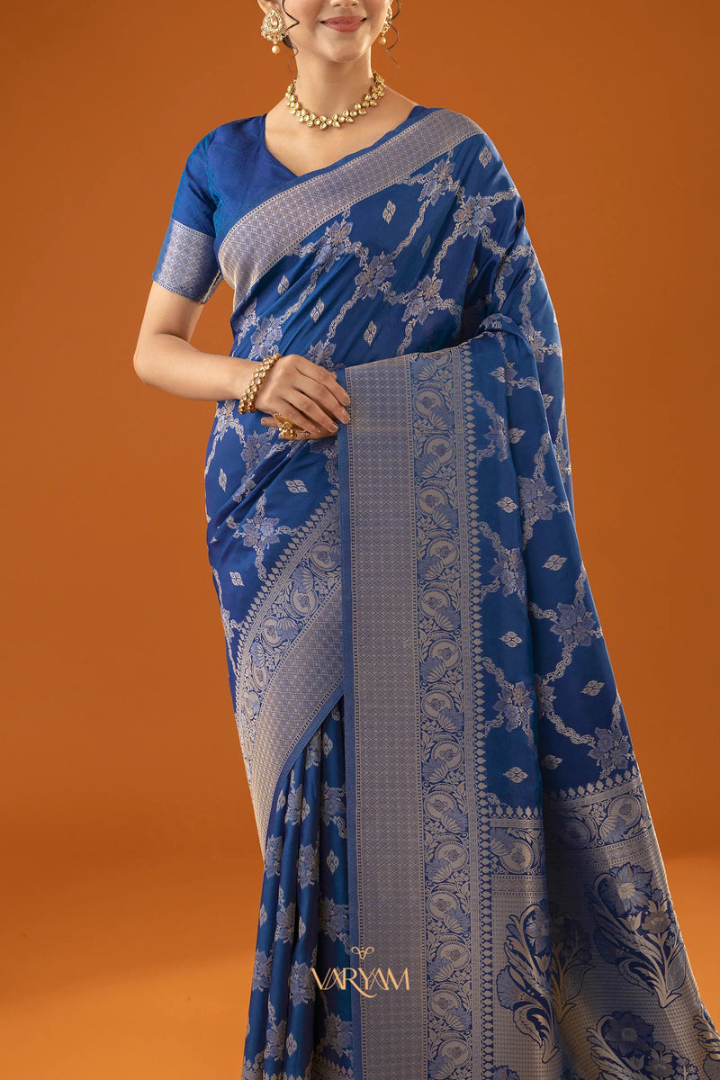 Jamawari Silk Blue Saree