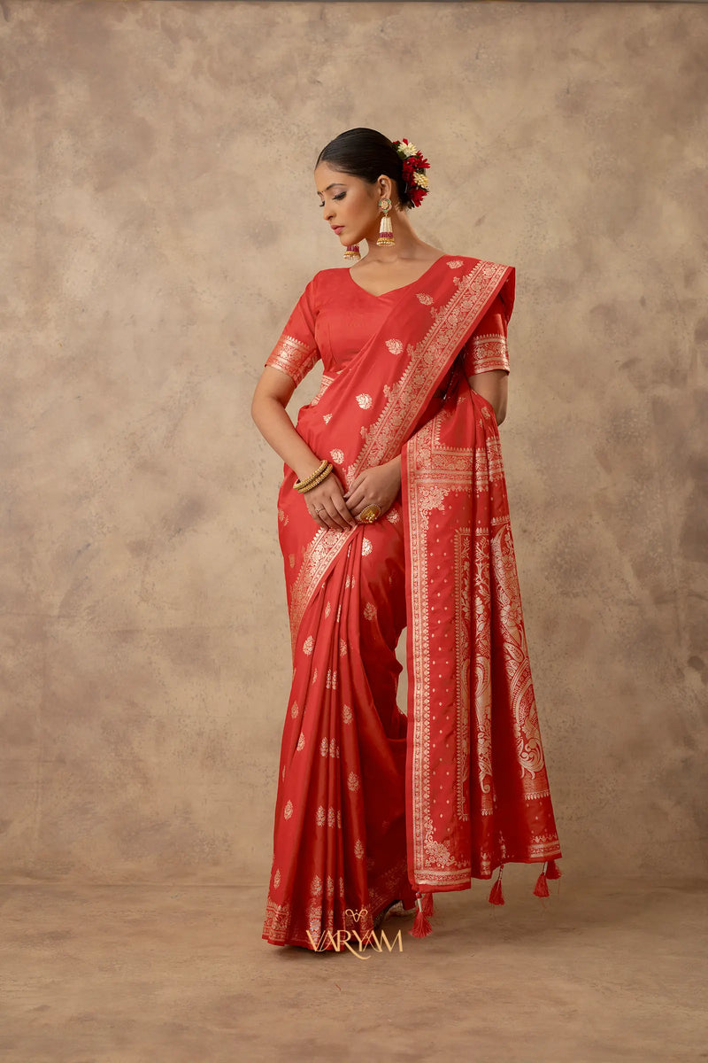 Zari Royale Orange Saree