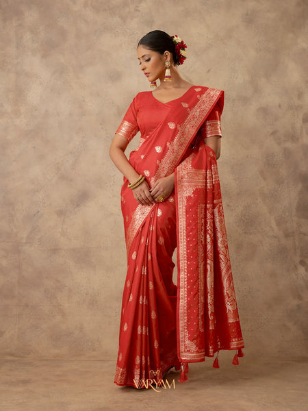 Zari Royale Orange Saree