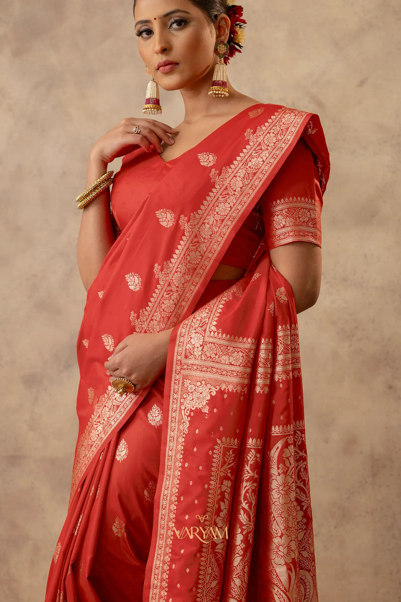 Zari Royale Orange Saree