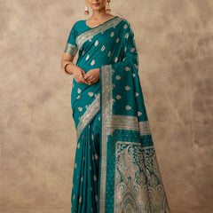 Zari Royale Deep Teal Saree