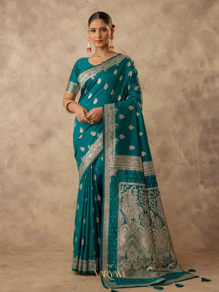 Zari Royale Deep Teal Saree