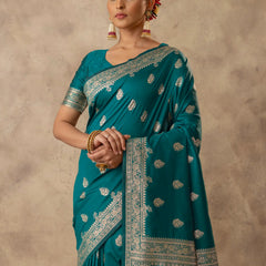Zari Royale Deep Teal Saree