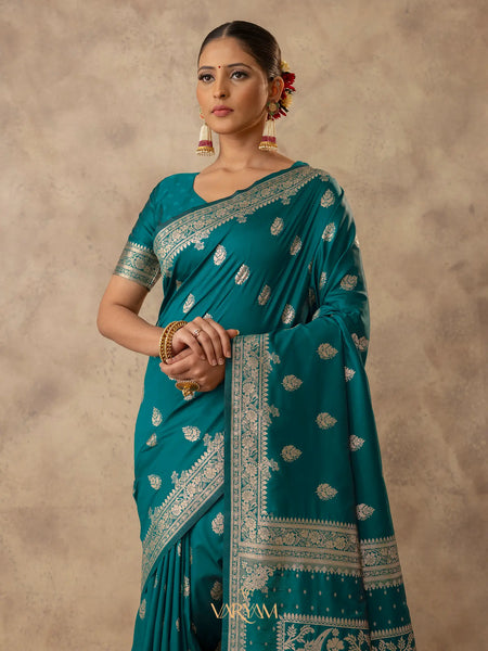 Zari Royale Deep Teal Saree