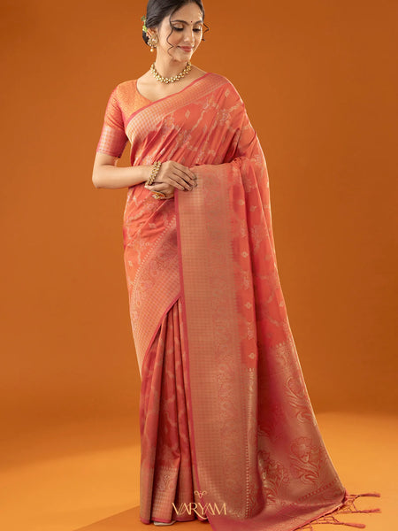 Jamawari Silk Orange Saree