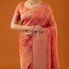 Jamawari Silk Orange Saree