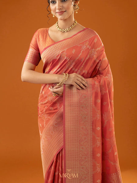 Jamawari Silk Orange Saree
