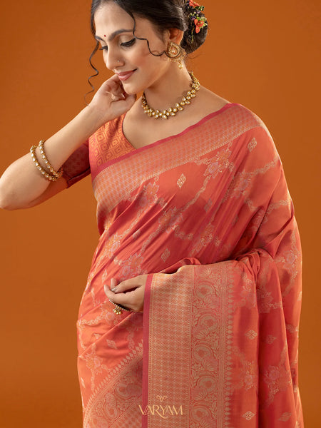 Jamawari Silk Orange Saree