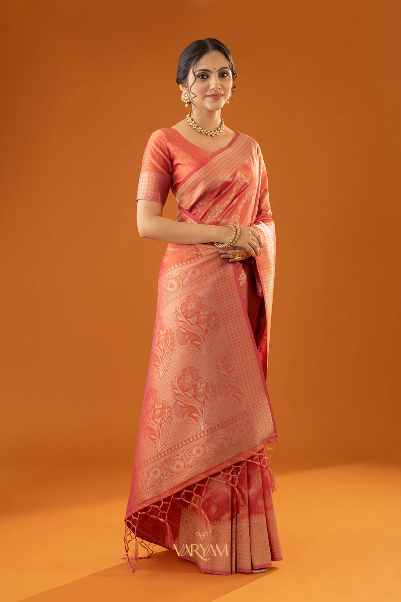 Jamawari Silk Orange Saree