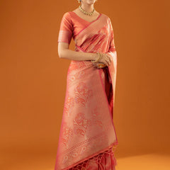 Jamawari Silk Orange Saree