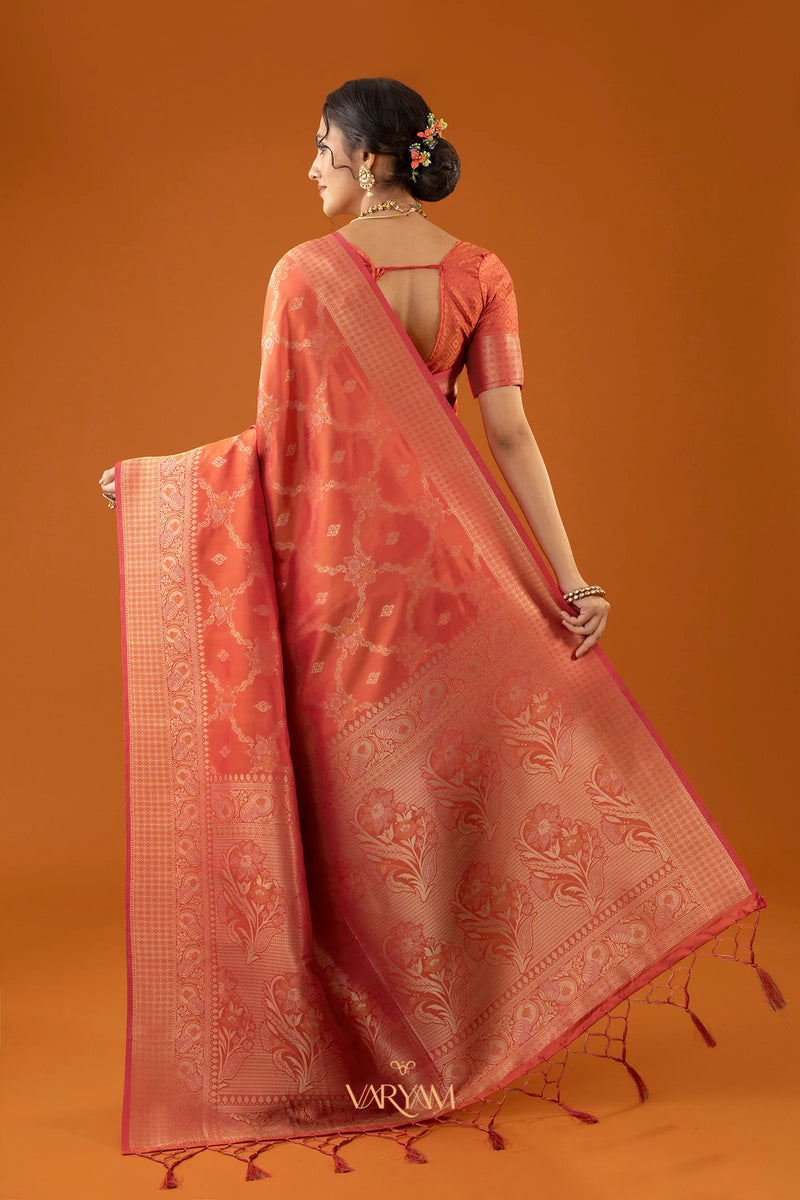 Jamawari Silk Orange Saree