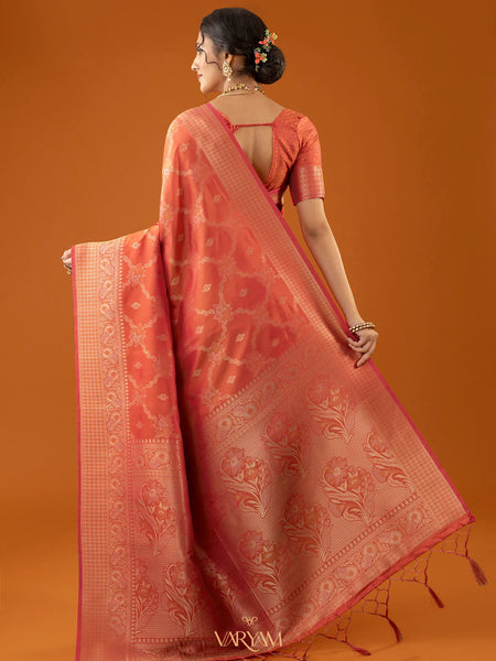 Jamawari Silk Orange Saree