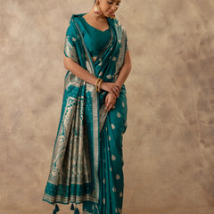 Zari Royale Deep Teal Saree