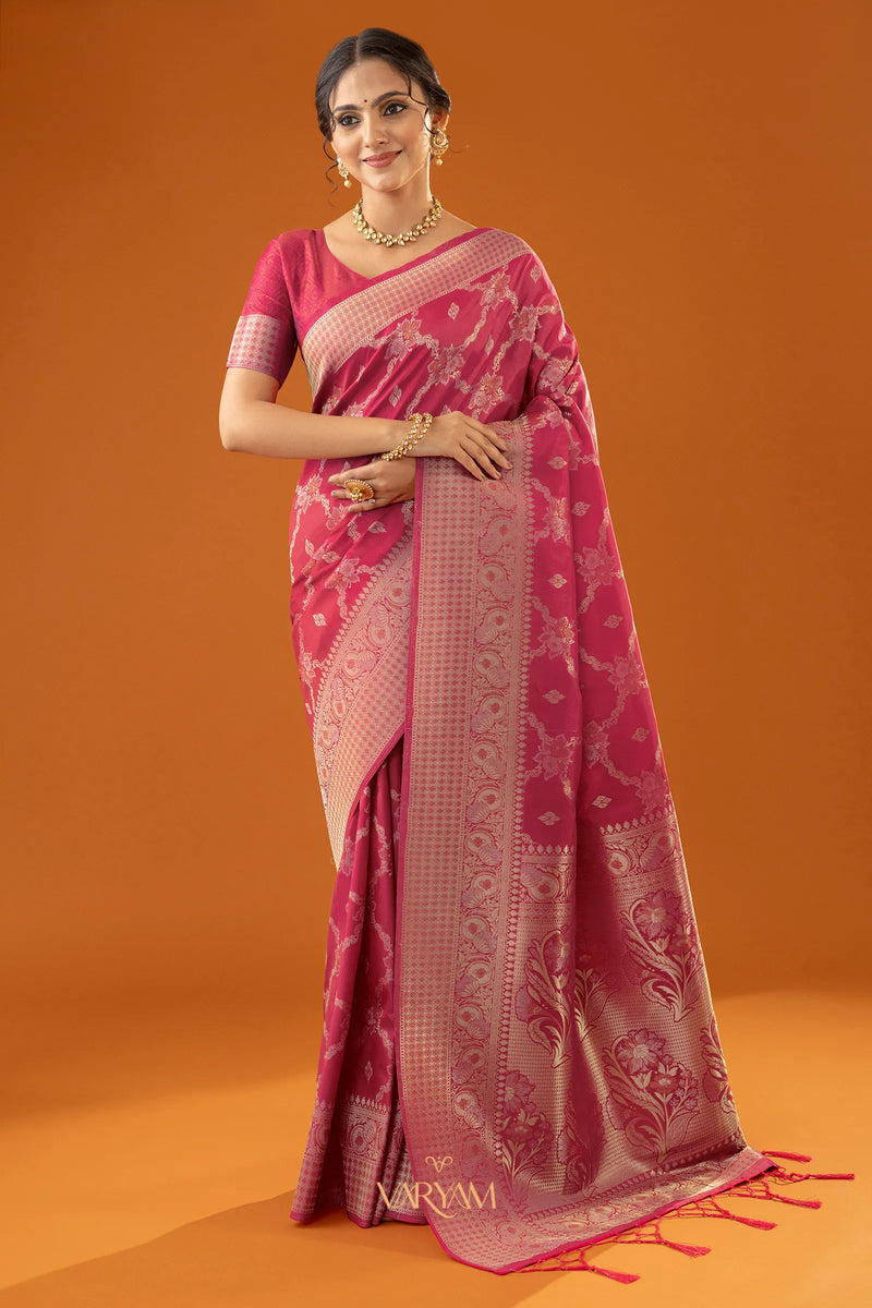 Jamawari Silk Pink Saree