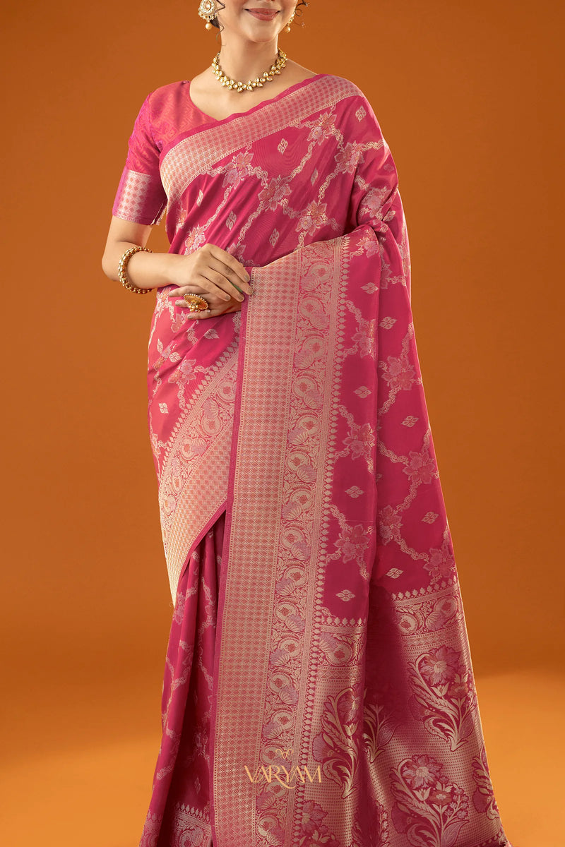 Jamawari Silk Pink Saree