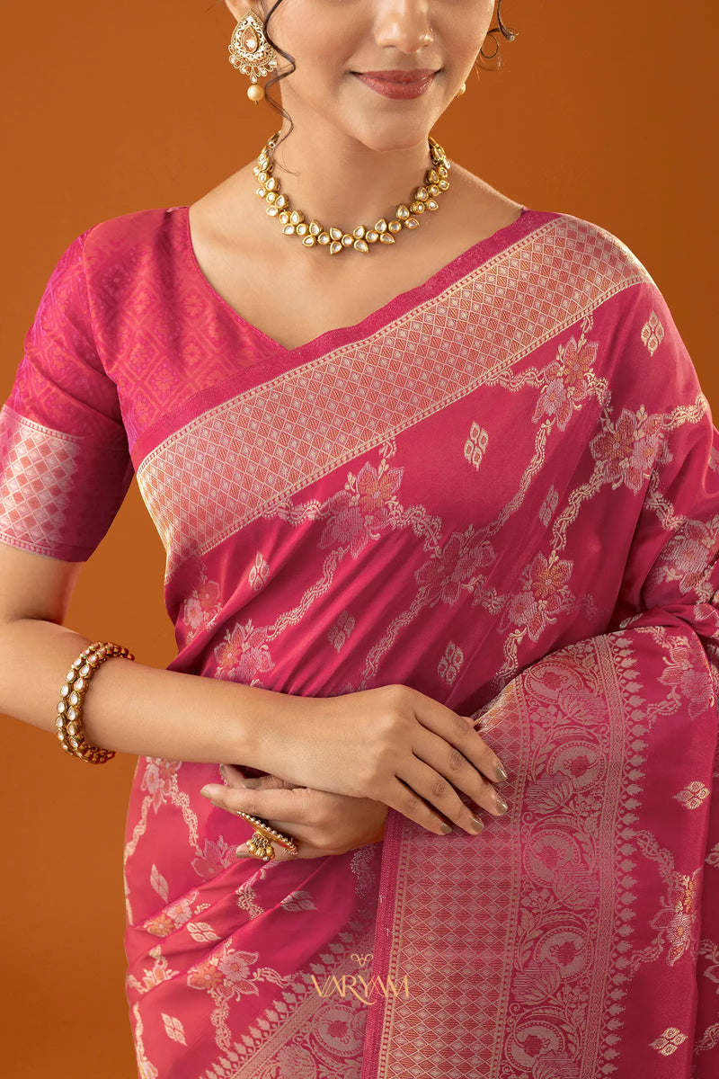 Jamawari Silk Pink Saree