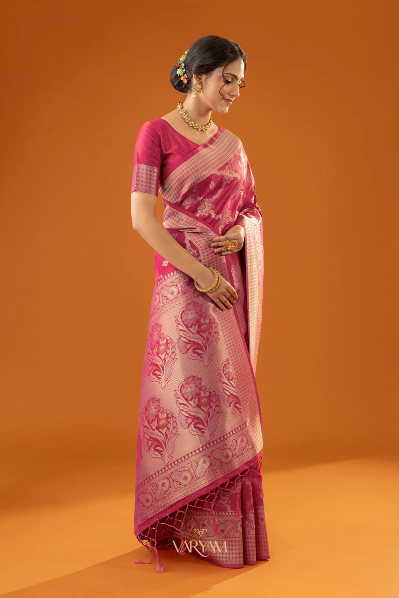 Jamawari Silk Pink Saree