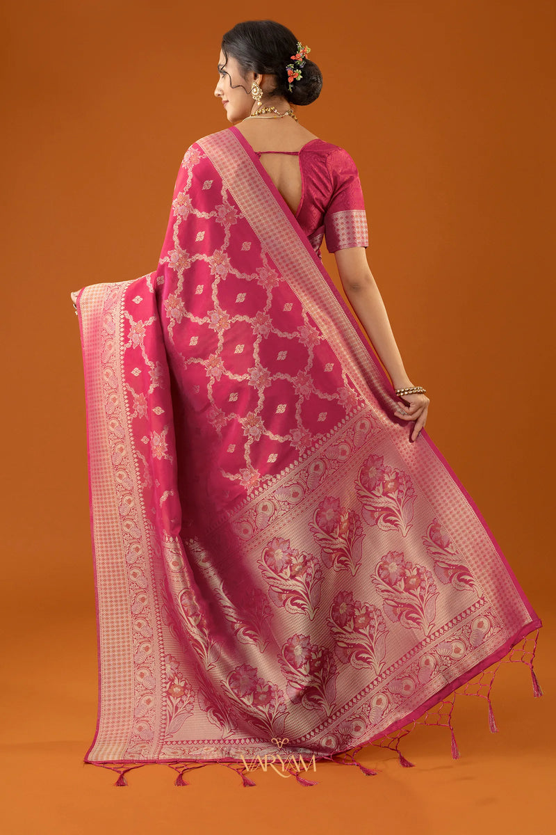 Jamawari Silk Pink Saree
