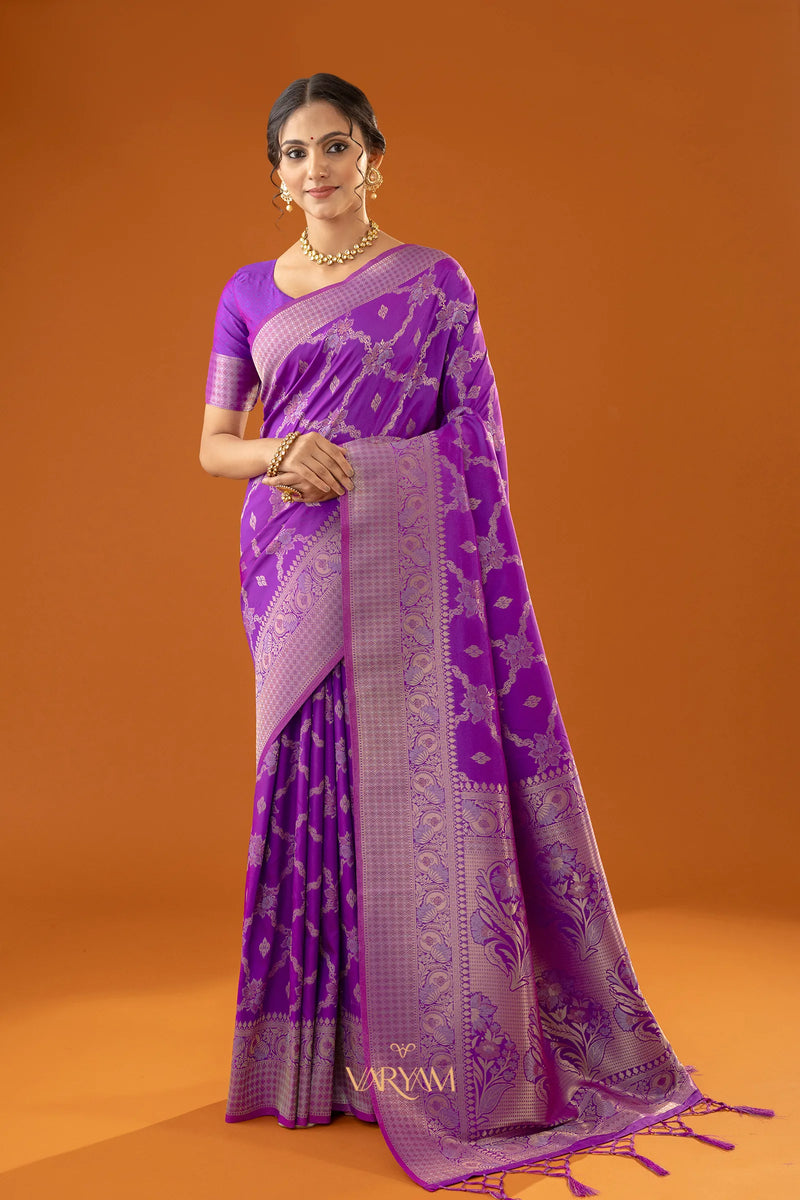 Jamawari Silk Purple Saree