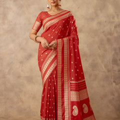 Zari Tilak Orange Saree