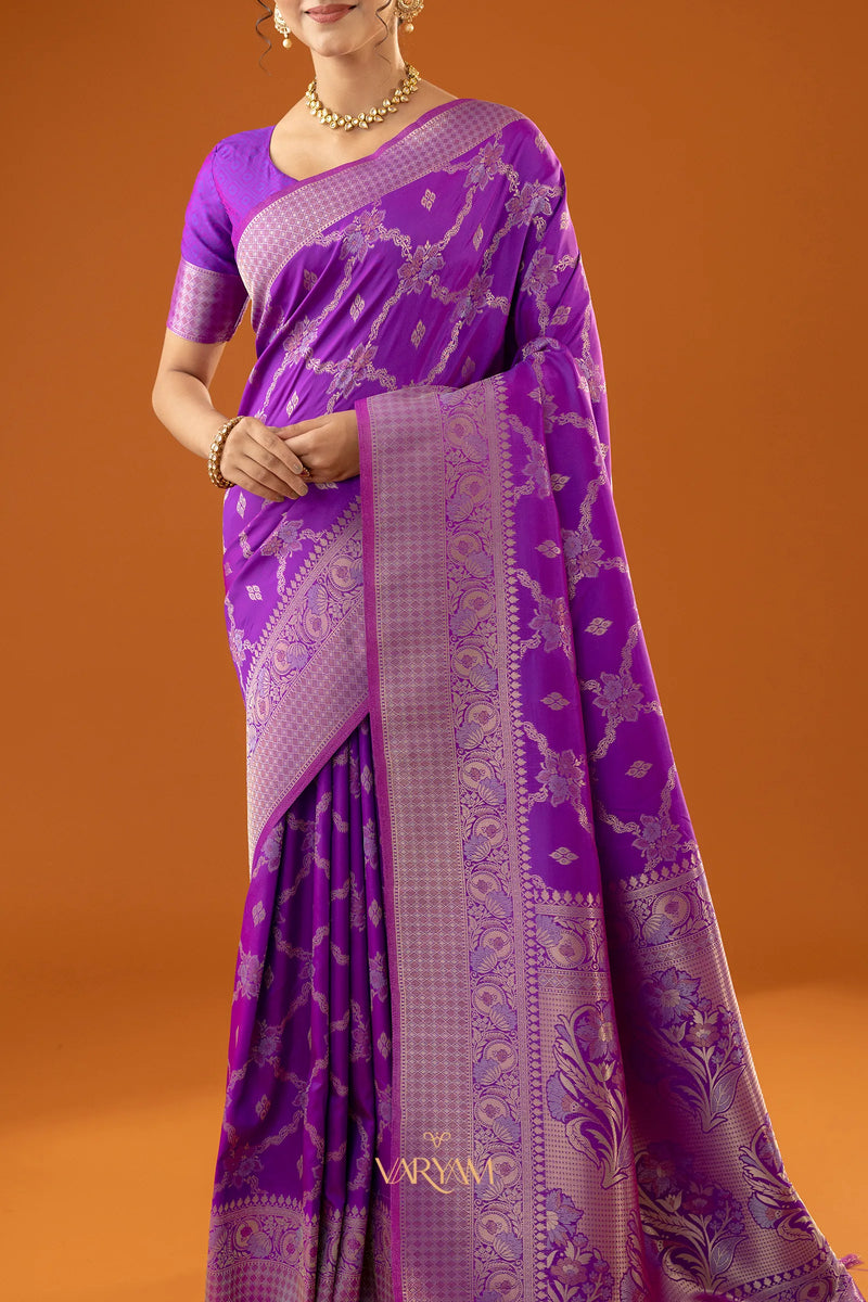 Jamawari Silk Purple Saree
