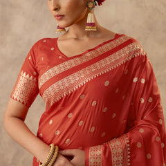 Zari Tilak Orange Saree